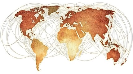 Global Network Connections World Map Abstract Illustration