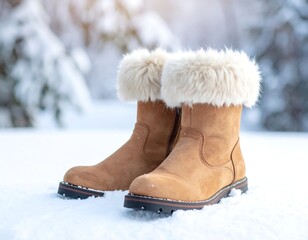Winter boots in the snow