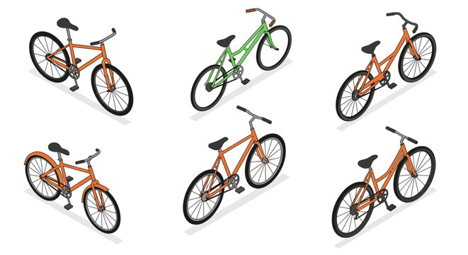Isometric bicycle collection: urban mobility and design exploration