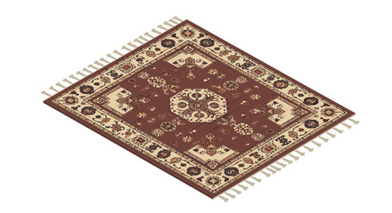 Elegant geometric patterned carpet with ornate details for interior design