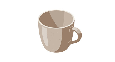 Minimalist isometric beige coffee mug on white background for home and kitchen designs
