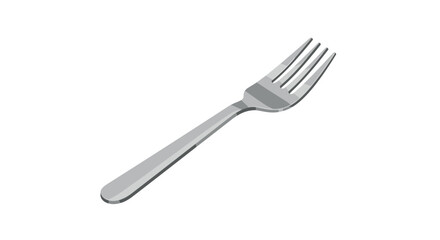 Realistic stainless steel fork with shadow on white background