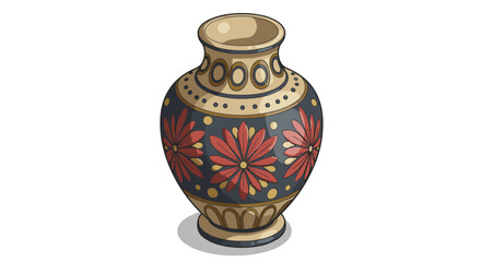Elegant ceramic vase with intricate floral patterns in isometric style