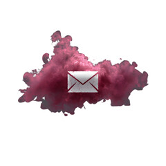 Elegant envelope icon emerging from vibrant pink smoke cloud, symbolizing communication and digital messaging breakthroughs.