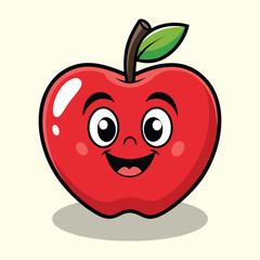appy Red Apple Cartoon Character - Cheerful Fruit Mascot Vector Illustration