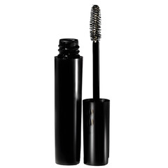 Achieve stunning, voluminous lashes with this professional black mascara wand and sleek bottle, perfect for beauty and makeup advertising.