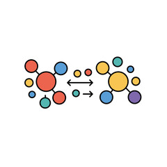 Chemical Reaction Illustration Depicting Molecular Transformation and Exchange.
