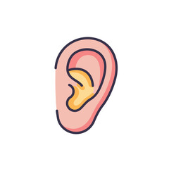 Colorful Cartoon Human Ear Icon Illustration.