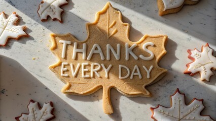 Maple Leaf Cookie with Thanks Every Day Message