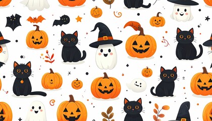 Fototapeta premium Halloween pumpkins pattern for background