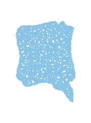 Blue chalk squiggle speech bubble with sketch texture. Rectangle message in scribble style, shaped as a fluid graphic, ideal for creative conversation or abstract communication themes.