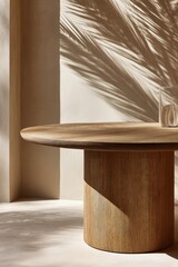 Golden Wooden Round Table Outdoor