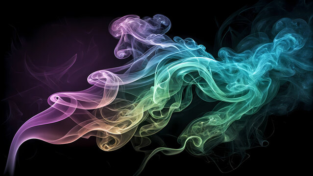 Colorful alchemical smoke in soft gradients, central space left empty for design
