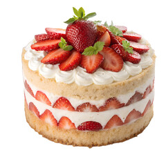 Strawberry cake on transparent background