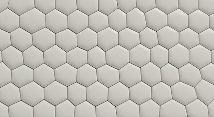 Geometric low poly background with a complex network of white extruded hexagons. A modern, tech-inspired abstract texture with subtle shadows and light