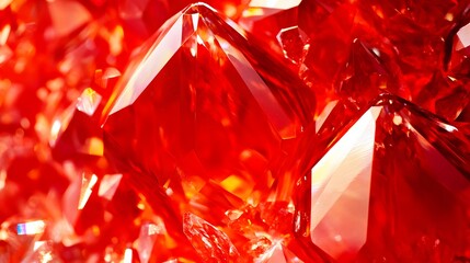 Vibrant Red Crystal Cluster Closeup Macro Photography