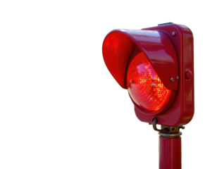 Bright Red Signal Light on Stand with Transparent background for Traffic Use