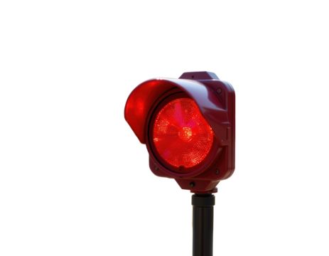 Bright Red Traffic Signal on Transparent background for Road Safety