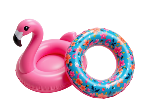 Inflatable Flamingo and Floral Pool Ring for Summer Fun Activities