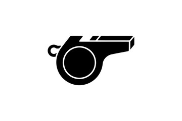 Black whistle icon simple flat vector design isolated on white background for sport or safety applications