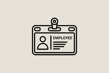 Employee ID badge icon simple line vector illustration for identification and access control isolated on white backgroun
