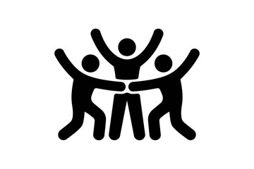 Teamwork icon group of people connected flat vector glyph for business collaboration and support