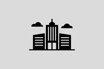 Minimalist city building icon simple flat vector glyph for real estate or architecture design isolated on white backgrou