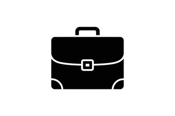 Black briefcase icon simple glyph vector illustration isolated on white background for business and finance concepts