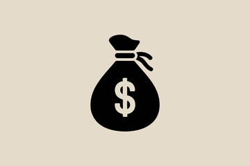 Money bag icon simple flat vector illustration for finance and investment concepts isolated on beige background