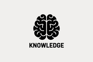 Brain icon knowledge concept in simple flat vector design isolated on white background