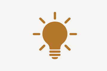 Lightbulb vector icon with rays simple flat design concept for idea generation and innovation