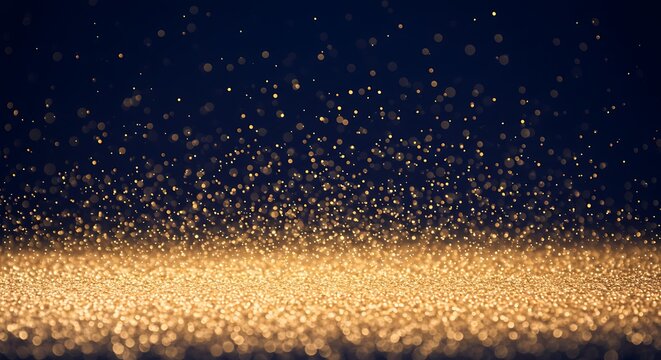 Celebratory background with golden glitter and bokeh. Festive concept for New Year's Eve, parties, Christmas, or any glamorous holiday event