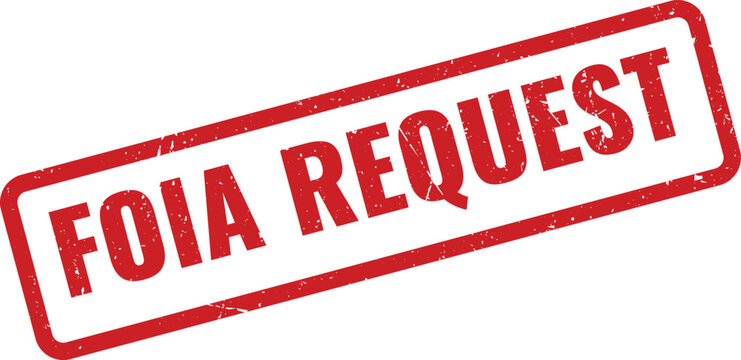 Red FOIA REQUEST Rubber Stamp on White Background, Indicating an Official Demand for Public Information