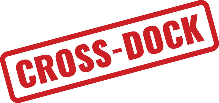 Red Cross Dock Rubber Stamp with Distressed Texture on White Background, Indicating a Logistics Process for Direct Shipment