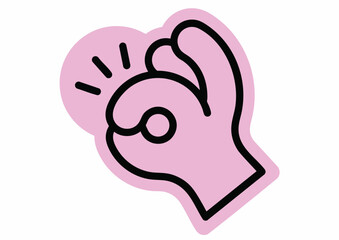 A stylized hand gesture forming an 