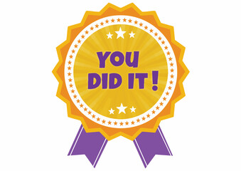 A celebratory badge with the text 