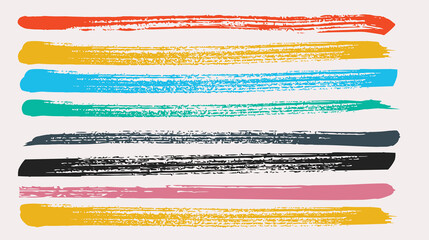 Hand drawn abstract grunge, set Abstract full colour long textured strokes of paint, set brush strokes, Vector drawing smears ink on white paper.eps10