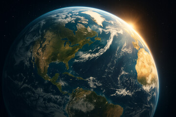 Obraz premium Sunrise Over Planet Earth View from Space