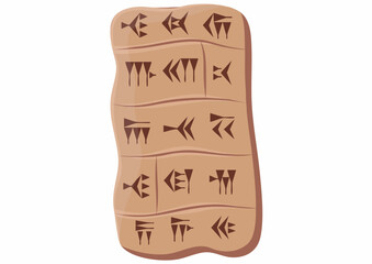 Close-up of a clay tablet with ancient cuneiform script on it