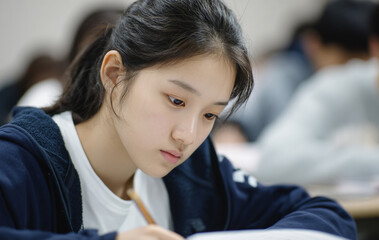 Korean student studying
