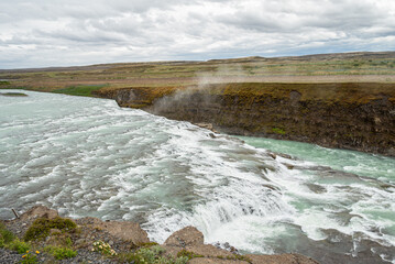 the beautiful nature of Waterfall Gullfoss in south Iceland