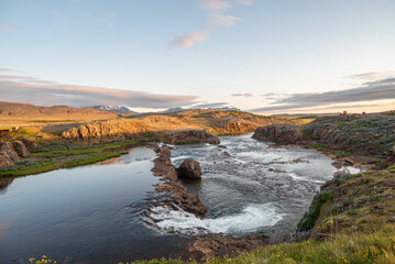 Trollafossar waterfalls in borgarfjordur in West Iceland