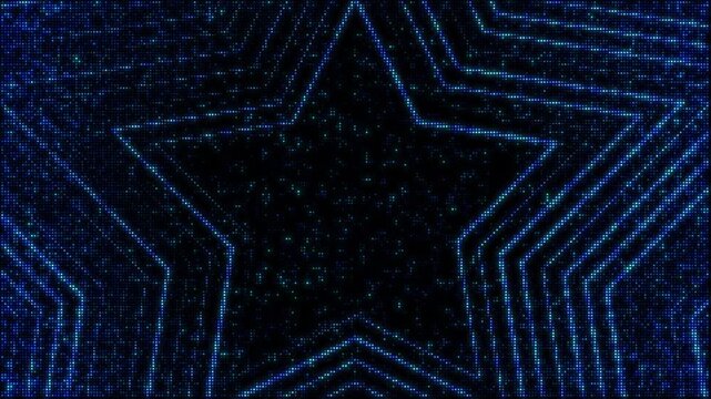 Abstract led flashing lights panel backdrop set, monochromatic abstract star shape frames,seamless loop video animation. Bulb, lamps, wall of lights motion graphics.