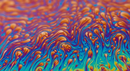 Macro photo of light interference on a thin soap film. The swirling colors create a dynamic, abstract texture, perfect for science or art backgrounds