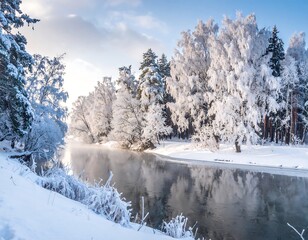 Winter wonderland river scene