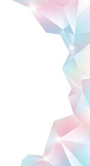 Ethereal futuristic background design with sparkling low poly crystals in soft pastel pink and blue hues on a white backdrop