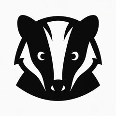 Black and White Skunk Headshot Portrait Silhouette Illustration Vector Icon