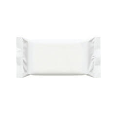 Blank white wrapper for a bar of soap, isolated on transparent background