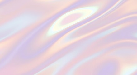 Silky hologram fabric with glossy reflective folds in lavender, peach, and aqua tones; fluid minimalist abstract backdrop with airy negative space