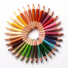 Colored pencils fan arrangement